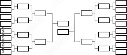 Comprehensive Tournament Bracket Template - Large Vector Outline for Multi-Round Competitions and Elimination Events