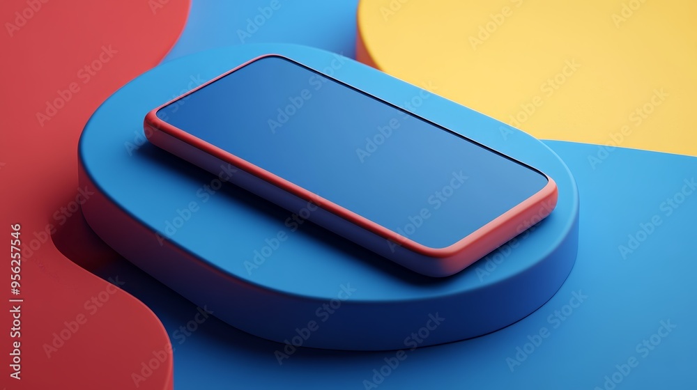 A modern smartphone resting on a colorful abstract background, showcasing vibrant design and sleek technology. A modern smartphone resting on a colorful abstract background, showcasing vibrant design and sleek technology.