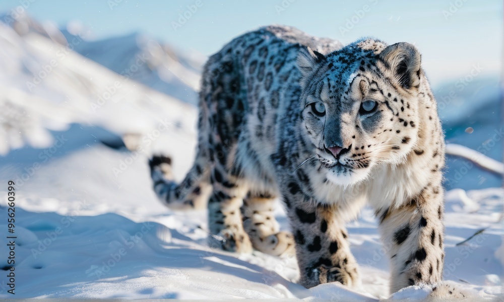 Naklejka premium Snow Leopard Resting in Winter