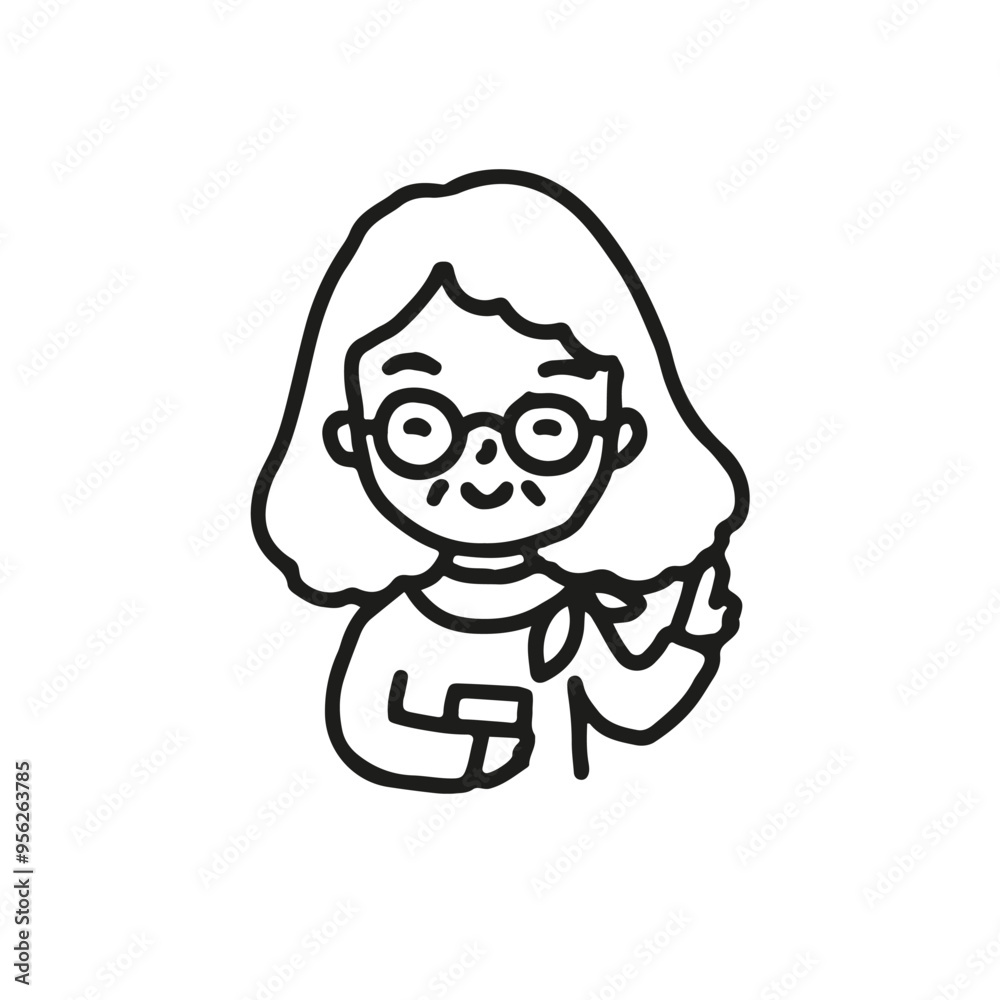 happy woman smile, hand drawn style icon vector happy woman smile, hand drawn style icon vector