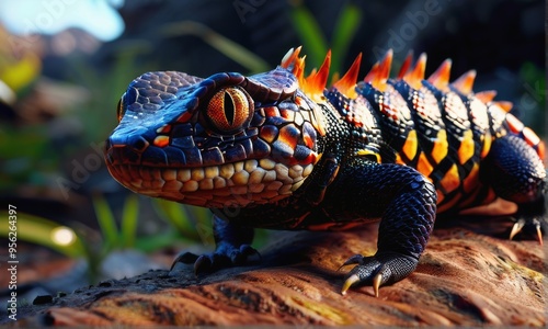 Gila Monster in Sunlit Desert photo