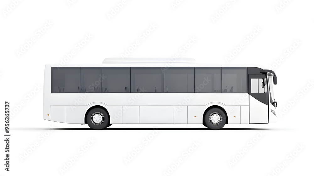 White luxury bus isolated on white background, detailed photo, png. White luxury bus isolated on white background, detailed photo, png.