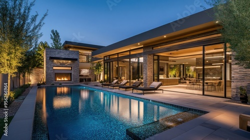 Modern Home with Pool and Fire Pit