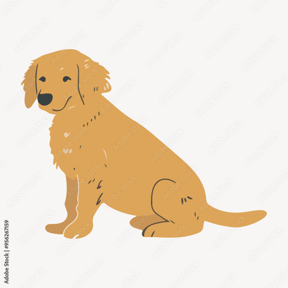 cute golden retriever dog illustration vector cute golden retriever dog illustration vector