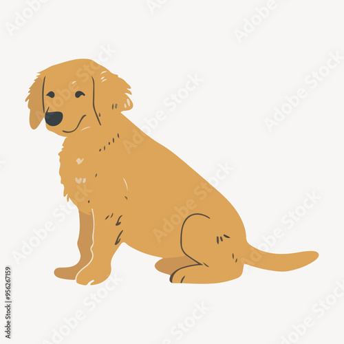 cute golden retriever dog illustration vector