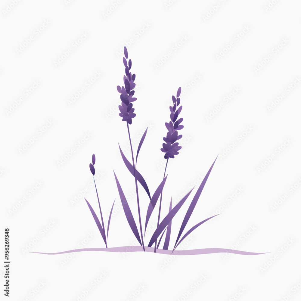 Naklejka premium Elegant lavender floral illustration art