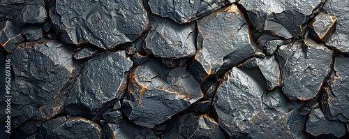 Close-up Texture of Black and Orange Rock Formation