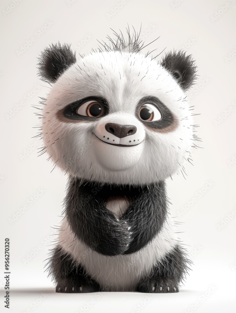 Isolated on a white background, a cute, cartoon-style baby panda with a cheerful face and soft, fluffy fur is for children's greeting cards and art. Isolated on a white background, a cute, cartoon-style baby panda with a cheerful face and soft, fluffy fur is for children's greeting cards and art.