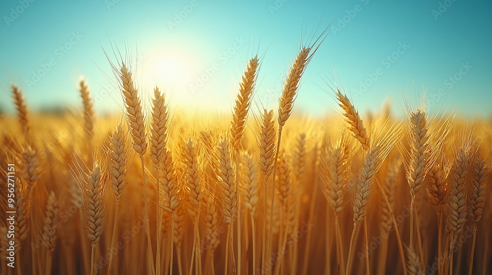 Golden Hour Harvest: Sun-kissed wheat sways gently in the breeze, bathed in the warm glow of a setting sun, painting a serene landscape of rural tranquility. Golden Hour Harvest: Sun-kissed wheat sways gently in the breeze, bathed in the warm glow of a setting sun, painting a serene landscape of rural tranquility.