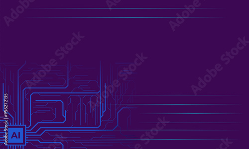 Circuit board of technology dark background, AI concept banner or presentation