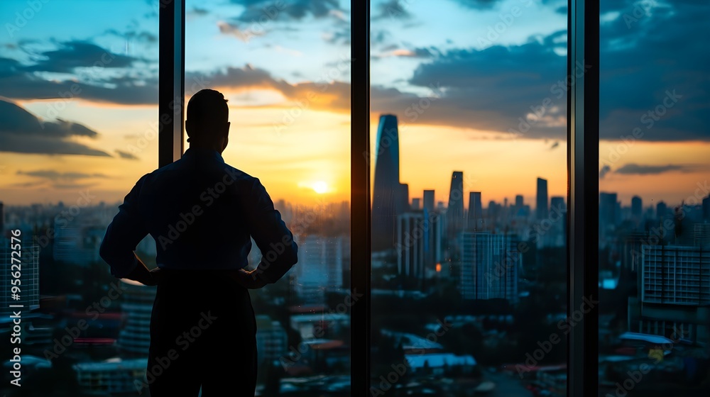Housekeeper cleaning a window in a cozy, sunlit bedroom, with a view of a blooming garden outside. Housekeeper cleaning a window in a cozy, sunlit bedroom, with a view of a blooming garden outside.