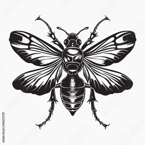 Detailed black insect illustration