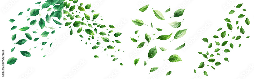 Lily of the valley leaf falling, isolated on white background, full depth of field Lily of the valley leaf falling, isolated on white background, full depth of field