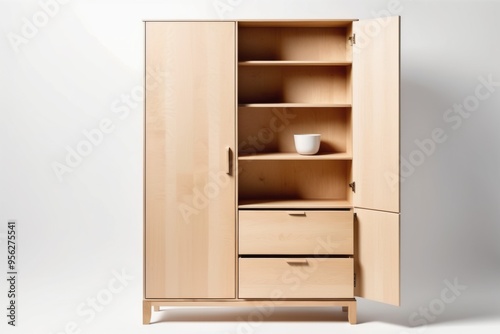 Wallpaper Mural A wooden wardrobe with drawers and shelves Torontodigital.ca