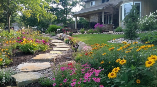 Landscaped flower garden