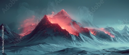 Digital abstract mountain in a futuristic style