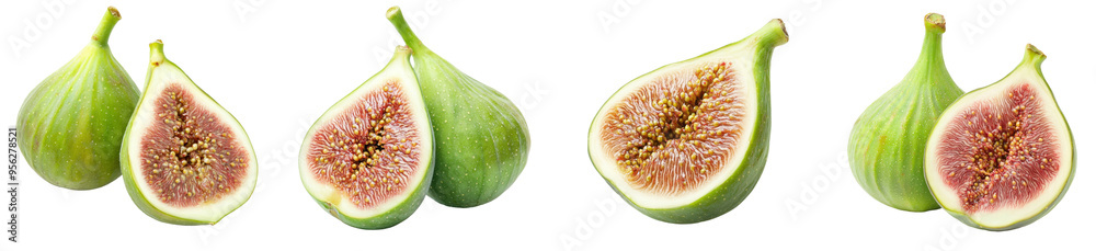 Isolated green fig on white background, full depth of field Isolated green fig on white background, full depth of field