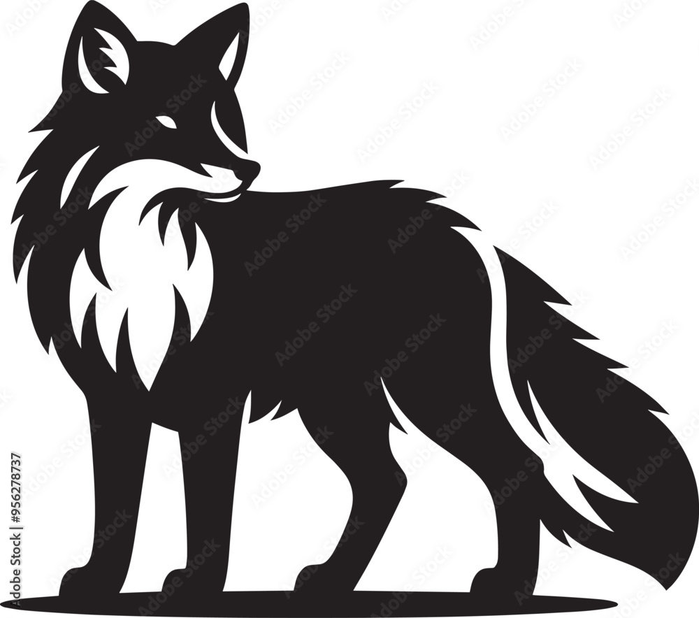 Fox animal Silhouette isolated on white background Minimalist fox vector illustration Fox animal Silhouette isolated on white background Minimalist fox vector illustration