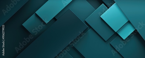 Cyan background with geometric shapes and shadows, creating an abstract modern design for corporate or technology-inspired design