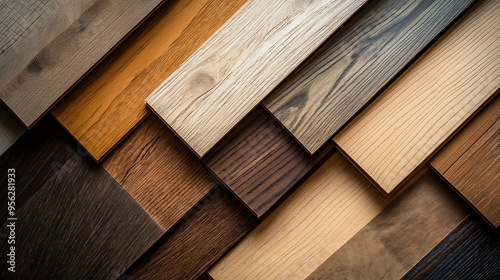 Various Wood Floor Samples Showcasing Different Textures and Finishes in a Variety of Natural Tones for Interior Design Inspiration