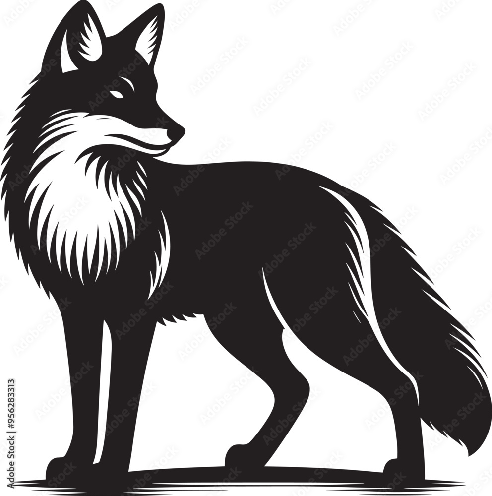 Fox animal Silhouette isolated on white background Minimalist fox vector illustration Fox animal Silhouette isolated on white background Minimalist fox vector illustration