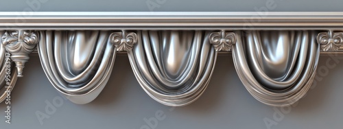 3D rendering of metal curtain cornice and finials against a gray background Metal accents for cornices photo