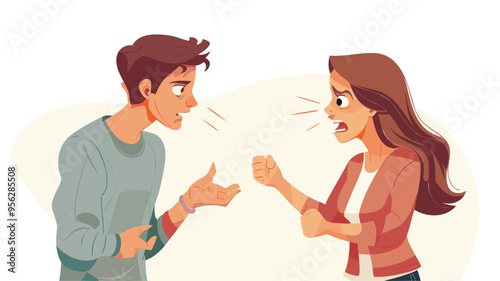 Relationship Troubles: Young Couple Arguing, Facing Conflict and Potential Divorce