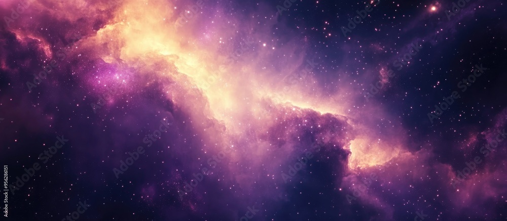 Obraz premium Abstract space nebula cosmos art featuring a 3D cartoon rendering of a vast galaxy