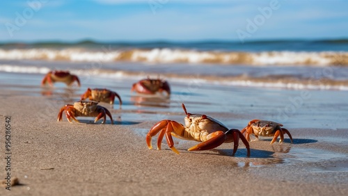 Crabs Scurrying as the Tide Rolls In photo