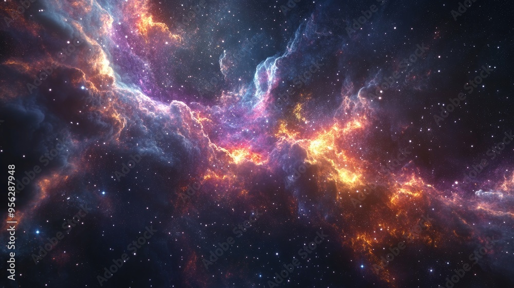 Galaxy and stardust in a 3D cartoon rendering Galaxy and stardust in a 3D cartoon rendering