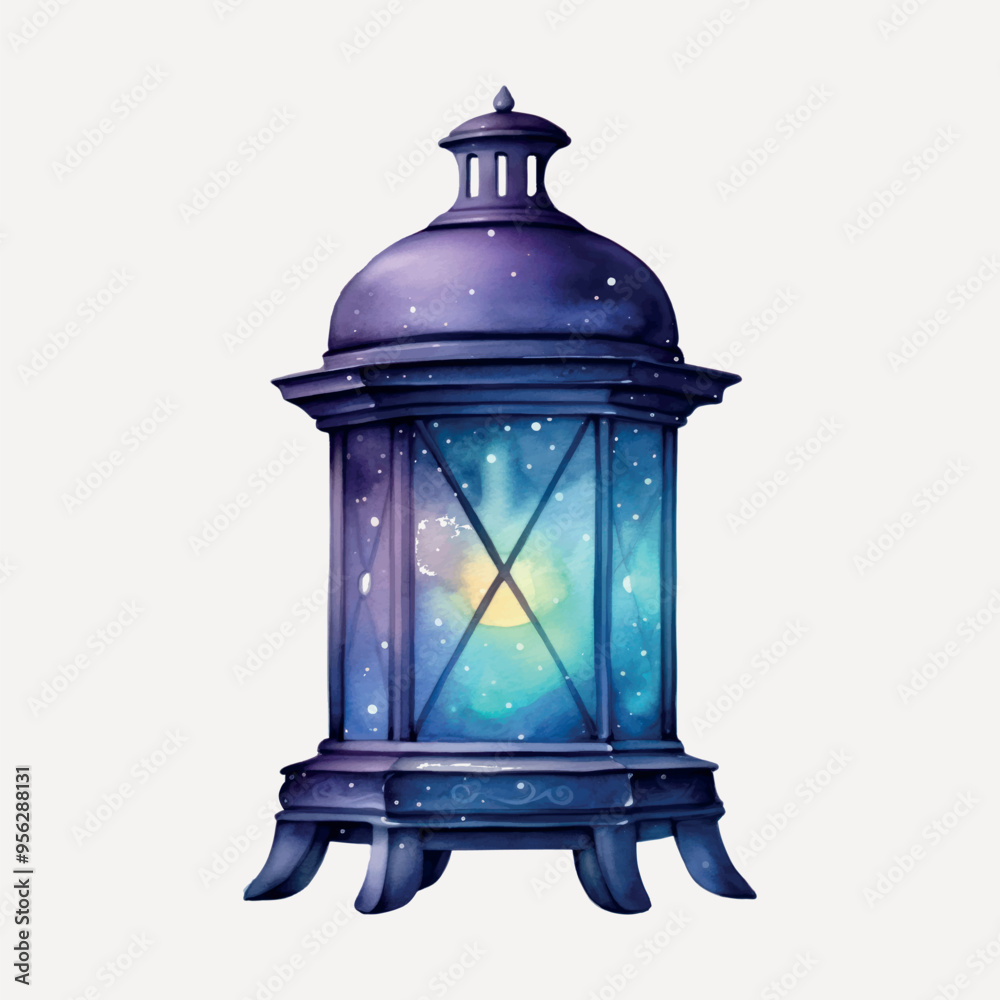 Mystical lantern with glowing candle Mystical lantern with glowing candle