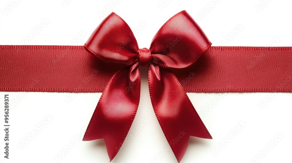 Red ribbon adorned gift bow Red ribbon adorned gift bow