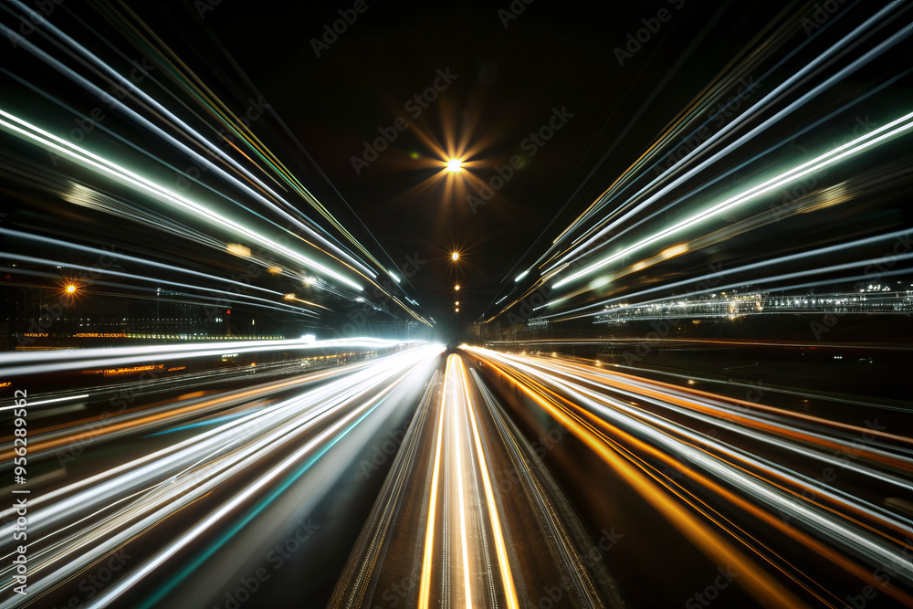 Light Trail Photography at Night Featuring Motion Blur