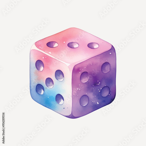 Colorful watercolor dice illustration