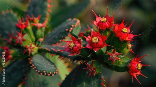 Euphorbia milii the crown of thorn in the garden Bunga EuohorbiaEuphorbia milii the crown of thorn in the garden Bunga Euohorbia photo