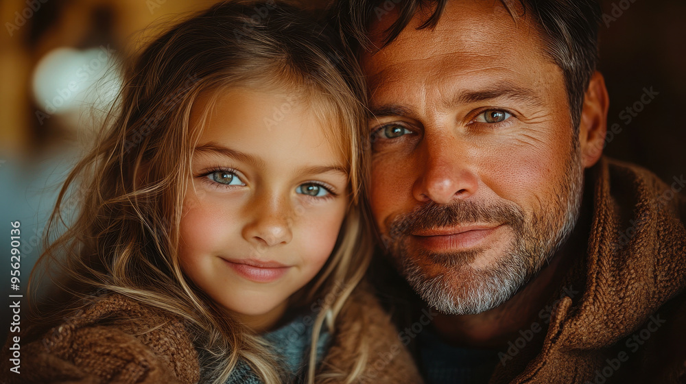 Smiling Caucasian Father and Daughter Sharing Affectionate Moment at Home, Expressing Warm Family Bond and Loving Dynamic Smiling Caucasian Father and Daughter Sharing Affectionate Moment at Home, Expressing Warm Family Bond and Loving Dynamic