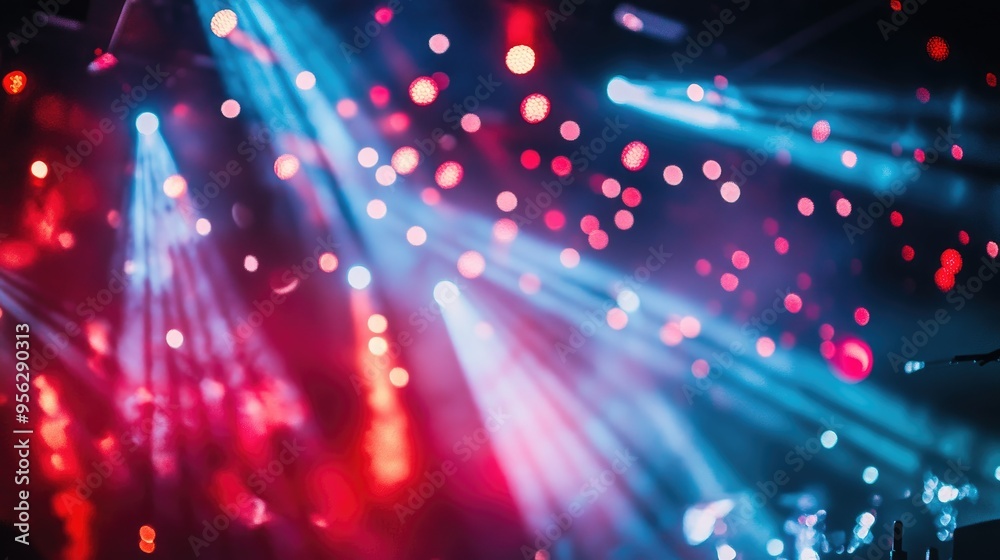 Fototapeta premium Live concert performance with vibrant stage lighting and illuminated background