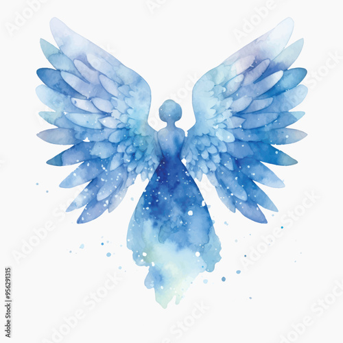 Ethereal watercolor angel illustration