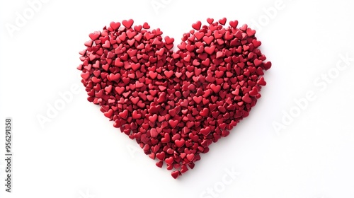 Heart shape composed of smaller hearts set against a white background