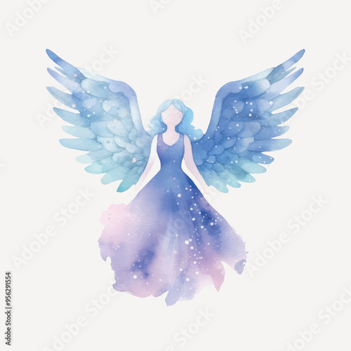 Ethereal watercolor angel illustration
