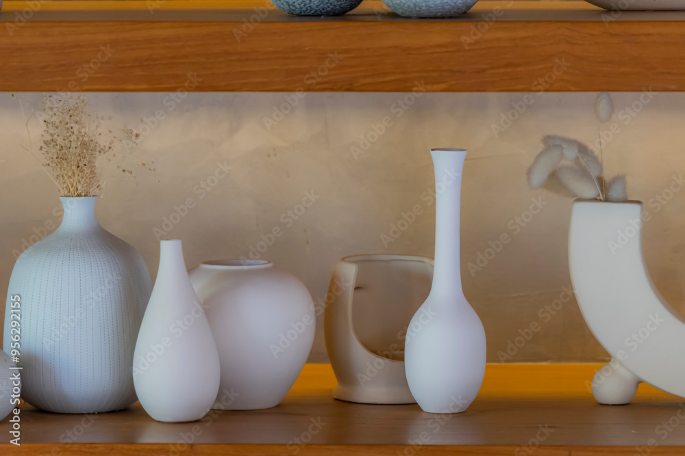 Decorative of the ceramic vase in the cafe Decorative of the ceramic vase in the cafe