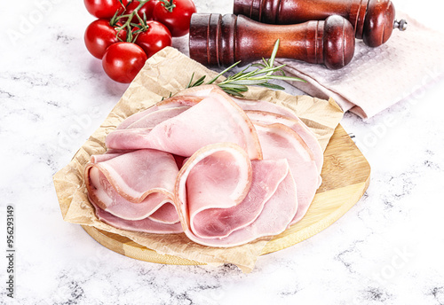 Slices of natural organic ham