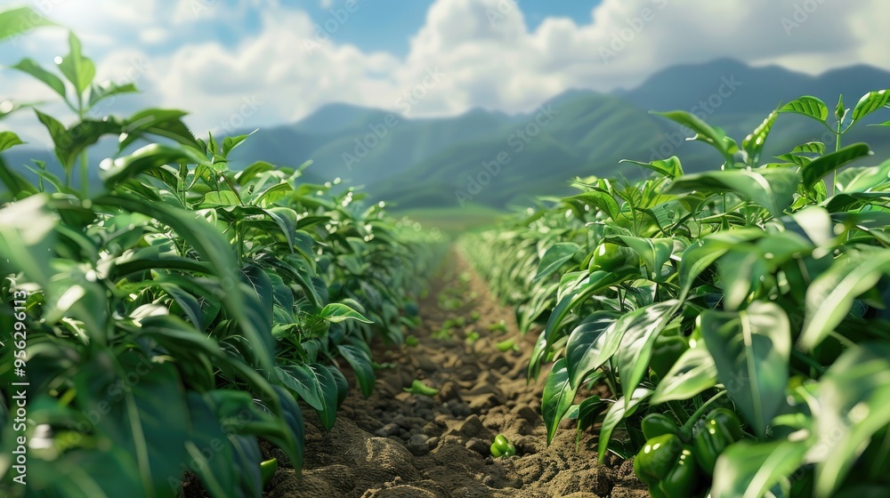 Green pepper bloom in the farm and field Green pepper bloom in the farm and field