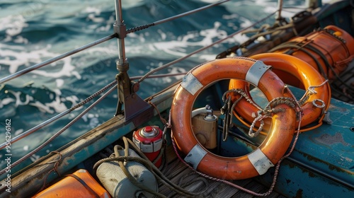 Safety tools onboard of a tour boat photo