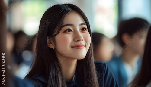 asian university student study in class