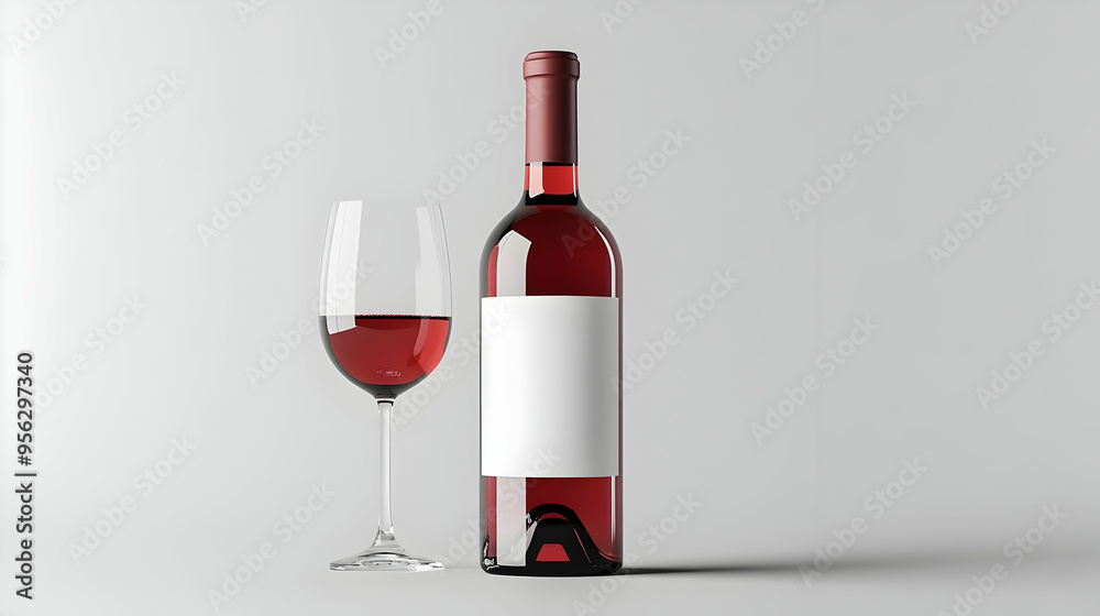 Wine Bottle and Glass Mockup Blank Label Design Template Wine Bottle and Glass Mockup Blank Label Design Template