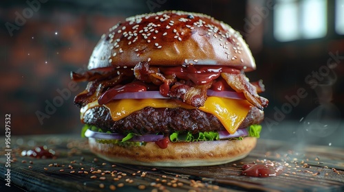 Juicy bacon cheeseburger at Camden Market photo