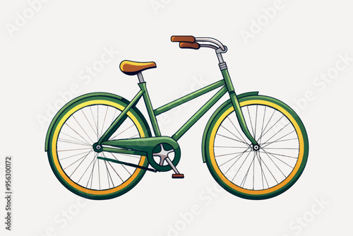 Green bicycle with yellow accents