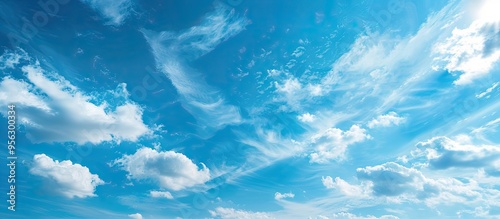 Fototapeta Naklejka Na Ścianę i Meble -  Beautiful blue sky with thin white clouds perfect for a copy space image