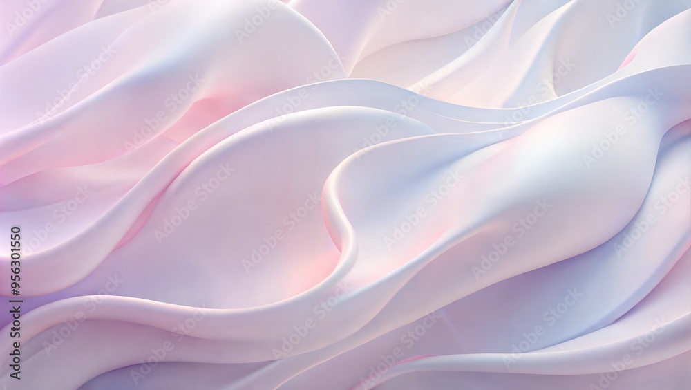 Obraz premium Soft pastel fabric waves with subtle pink and white tones, flowing abstract texture